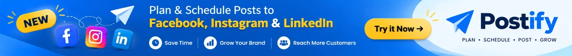 Postify: plan and schedule posts to Facebook, Instagram and LinkedIn. Try it now.